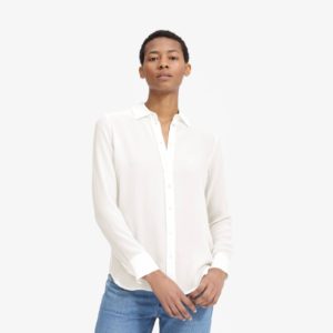 Everlane White Button-up Silk blouse